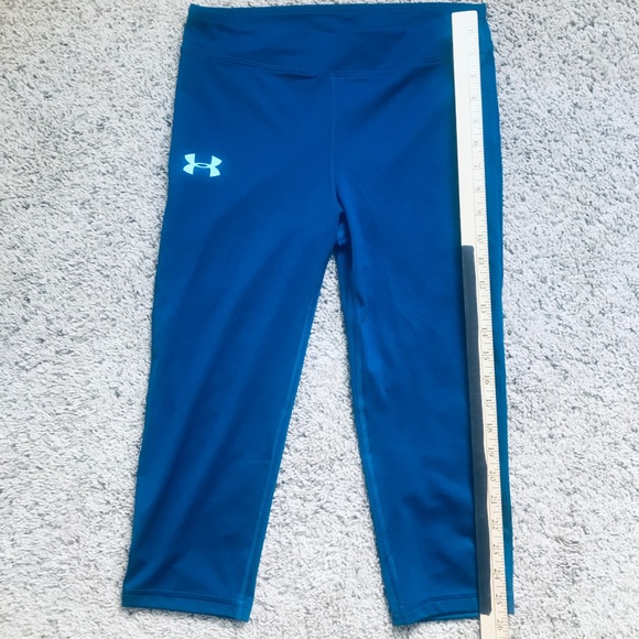 🌟2/$35 Sale🌟UA Under Armour Workout Capris Leggings Training Yoga Running Blue - Picture 6 of 8